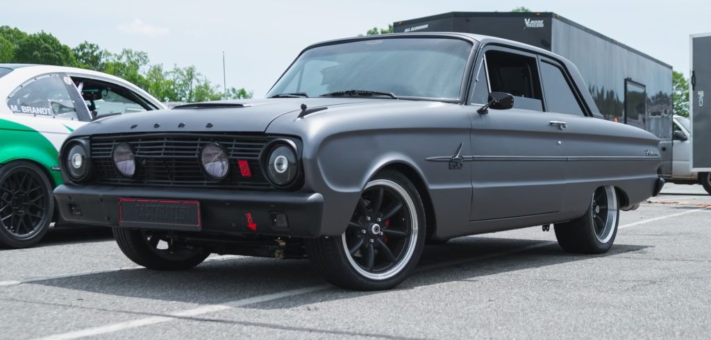 Ford Falcon with matte silver vinyl wrap