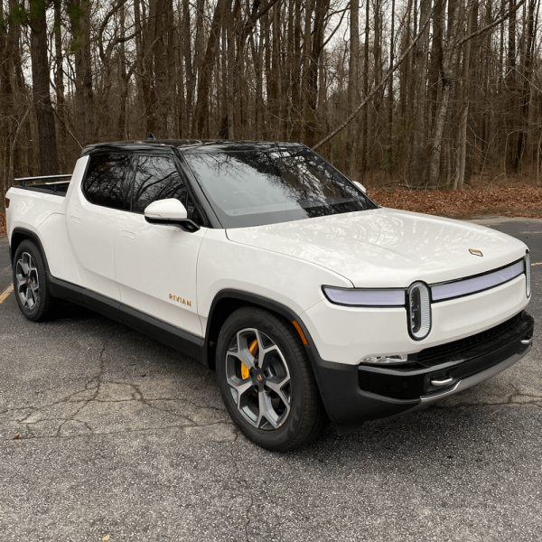 Rivian R1T with gloss black accents