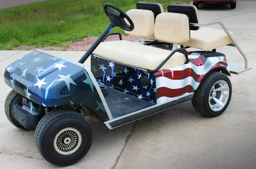 American Flag golf cart wrap