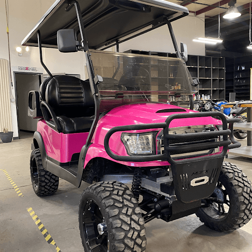 Pink wrapped golf cart