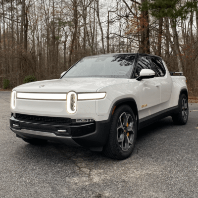 Rivian R1T with gloss black accents